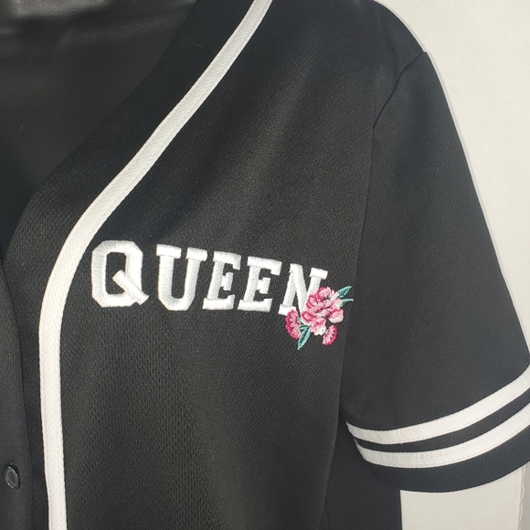 Queen Embroidered,Printed Baseball Jersey, - Picture 3 of 4